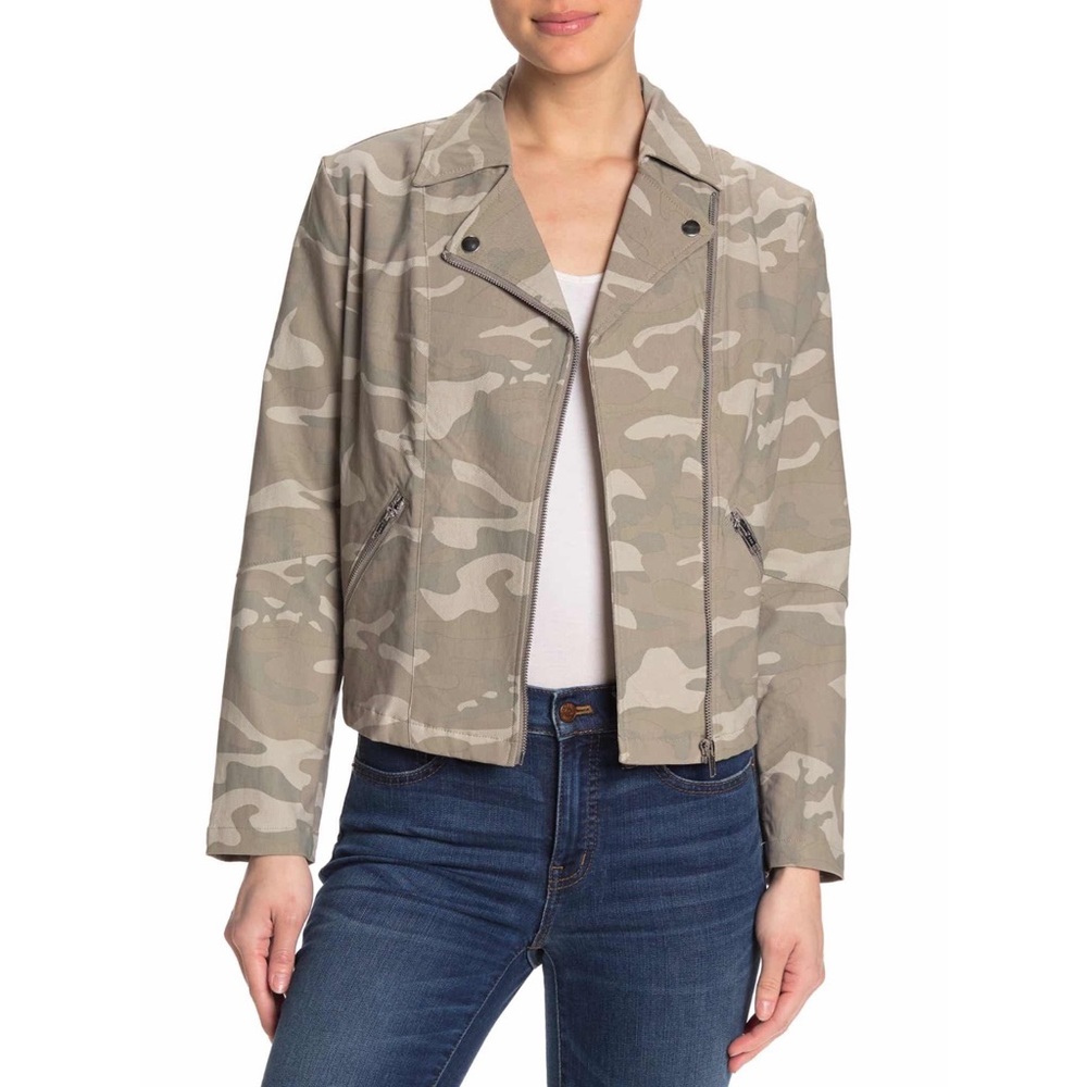 NWT Nordstrom Vintage Faded Camoflauge Army Moto Jacket